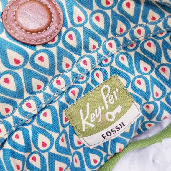 FOSSIL Key-Per Floral Tulips Coated Canvas Hobo Shoulder Handbag - Picture 10 of 13